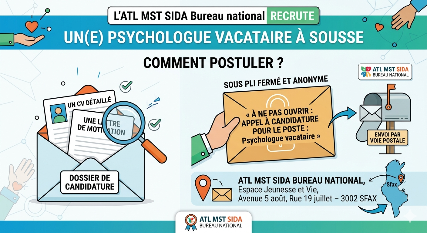 Appel à candidature  un(e) Psychologue vacataire à Sousse